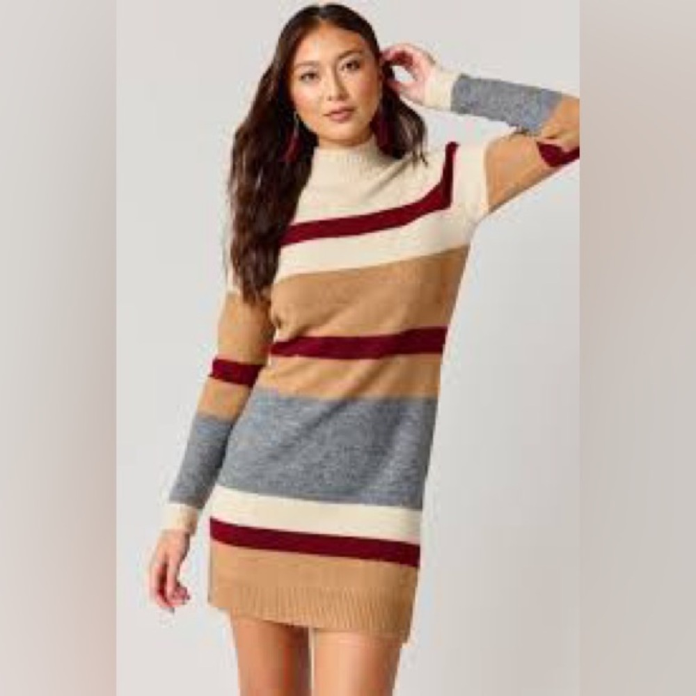 Franceca’s Evane Bold Striped Sweater Mini Dress NWT - Picture 3 of 12